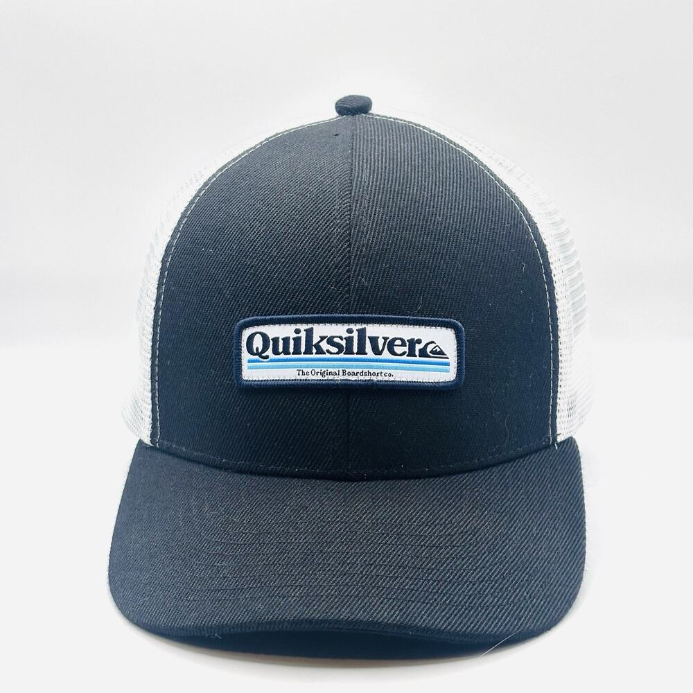 Quiksilver Trucker Hat Snapback Black White Mesh Surf Skate OSFM